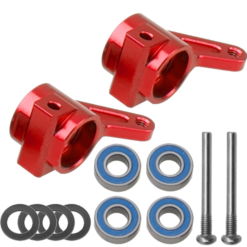 Vgoohobby Aluminum Front Steering Knuckles Carrier Blocks Steering Cup Compatible with 1/10 Traxxas Slash 2WD Rustler Stampede Bandit RC Car,Replace of 3736 (Red) - Image 1